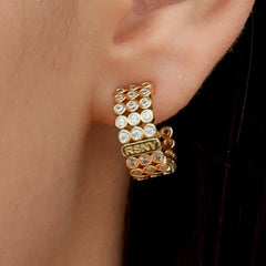RSNY diamond shaped earrings - RSNY 1789W 铜镀金/银耳针 约8*18*18mm 钻石级精巧切面/纯银高品质耳针/高韧性弹簧耳扣/轻量化品牌工艺