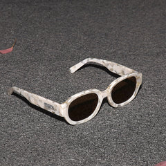RSNY UN Retro Oval Sunglasses - RSNY ·MJ0007D · Plate/nylon lenses · Frame width 148.5mm/temple length 147mm · Lens width 53mm/height 38.2mm · Unisex retro oval shape design/0 touch metal logo/widened temple is more comfortable to wear/customized white retro texture plate