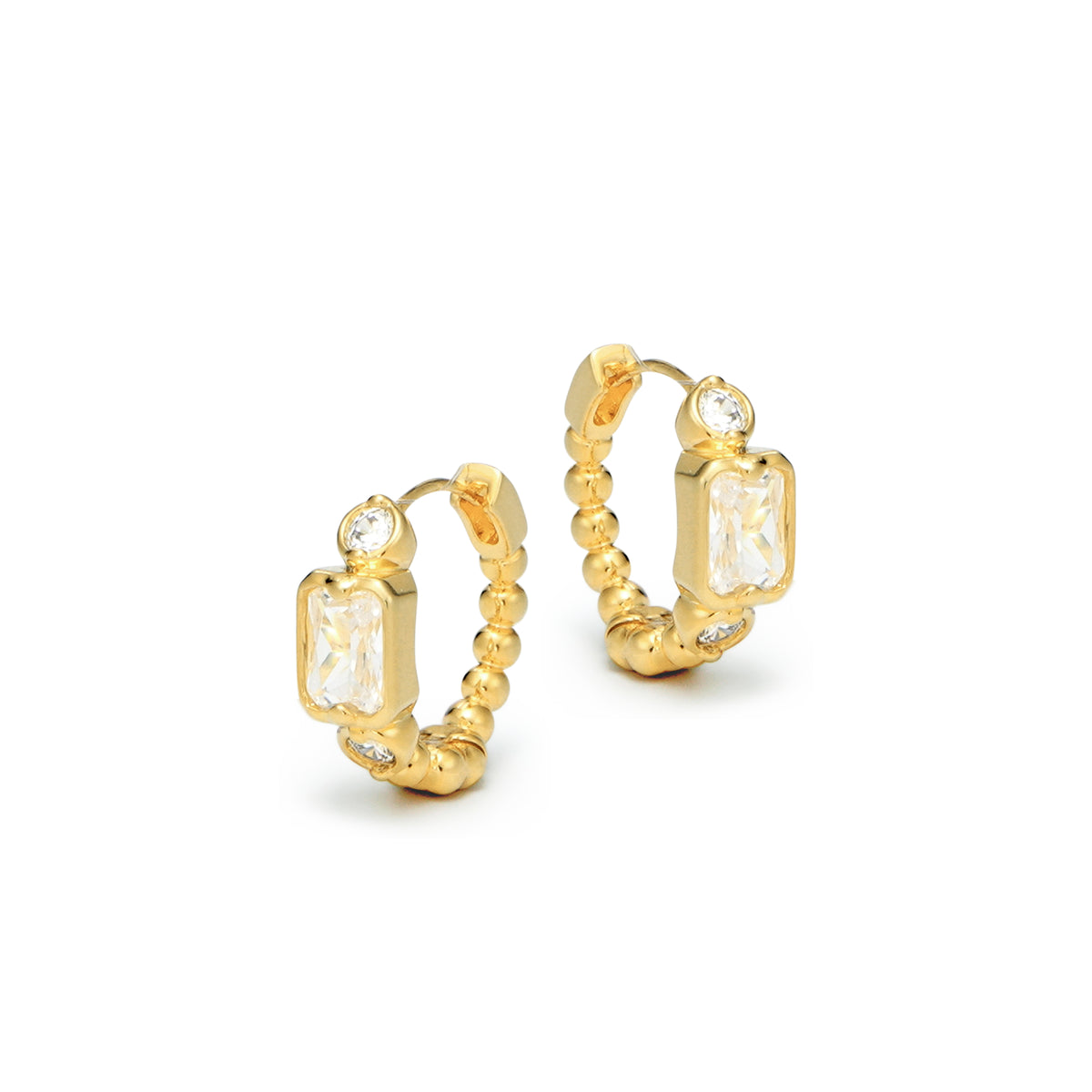 RSNY Redeen Diamond Earrings - RSNY R2103B 铜镀金/银耳针 约6*18*18mm 几何感切面造型/镜面级精工抛光/精致感细节处理/精选优质仿钻石