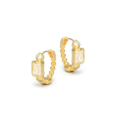 RSNY Redeen Diamond Earrings - RSNY R2103B 铜镀金/银耳针 约6*18*18mm 几何感切面造型/镜面级精工抛光/精致感细节处理/精选优质仿钻石