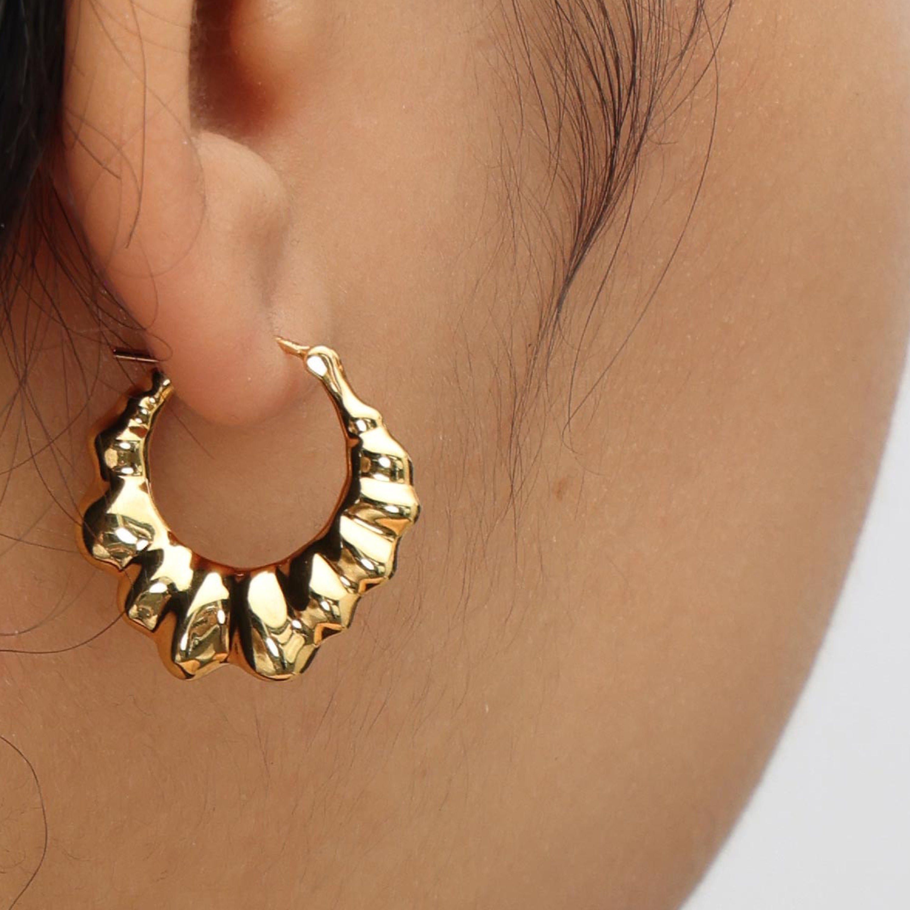 RSNY pleated earrings - RSNY R2132B Copper Gold Plated/Tremella Needle Size: 2 * 22 * 25mm Corrugated Design Elements/Commuter Simplicity Size: Styling/Mirror Seiko Polishing/Delicate Detail Processing