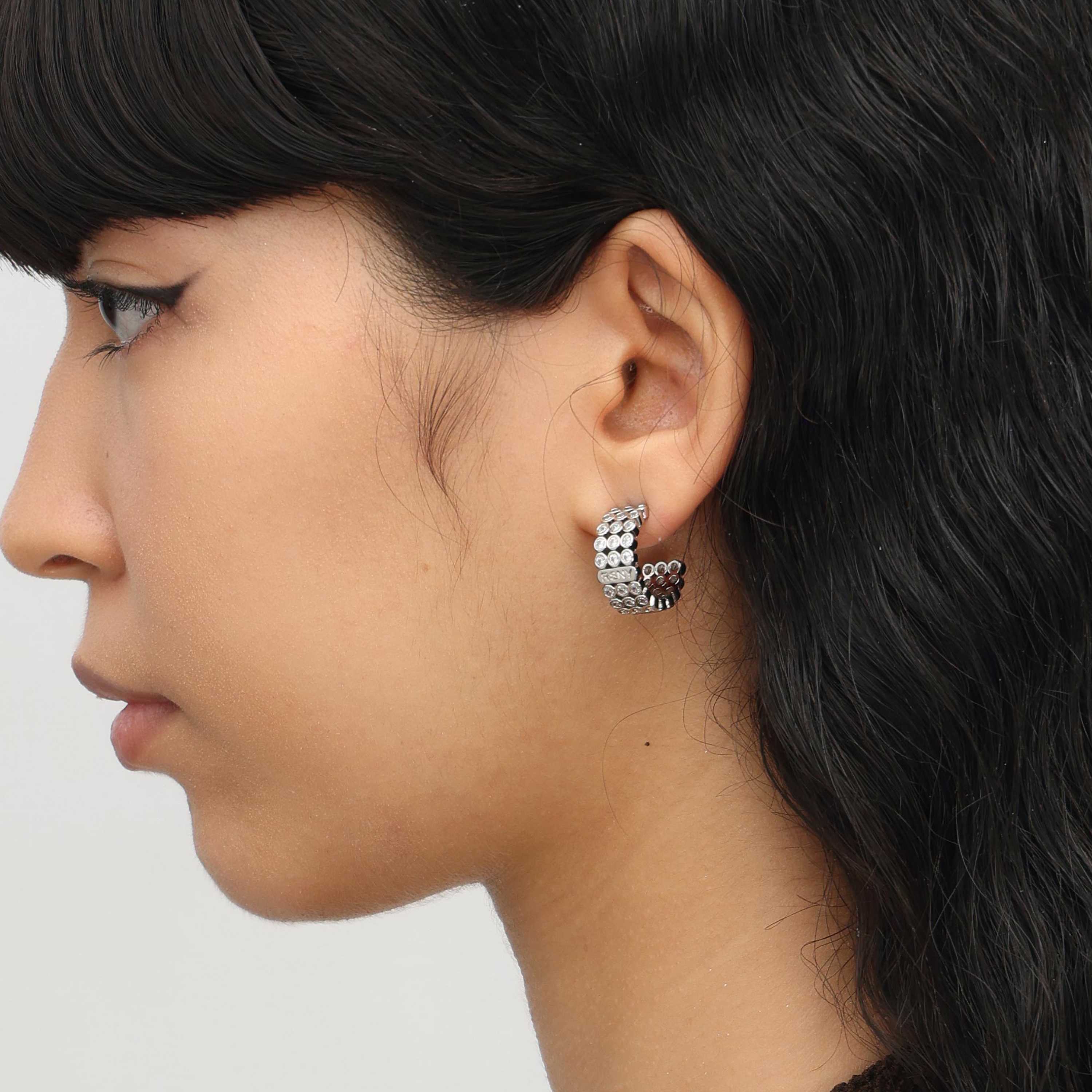 RSNY diamond shaped earrings - RSNY 1789W 铜镀铑/银耳针 约8*18*18mm 钻石级精巧切面/纯银高品质耳针/高韧性弹簧耳扣/轻量化品牌工艺