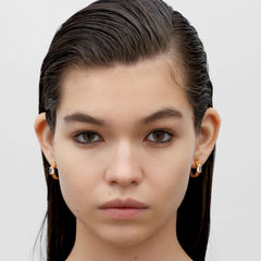 RSNY Princess Square Chain Earrings - RSNY R2106B 铜镀金/银耳针 约6*19*20mm 几何感切面造型/镜面级精工抛光/精致感细节处理/精选优质仿钻石