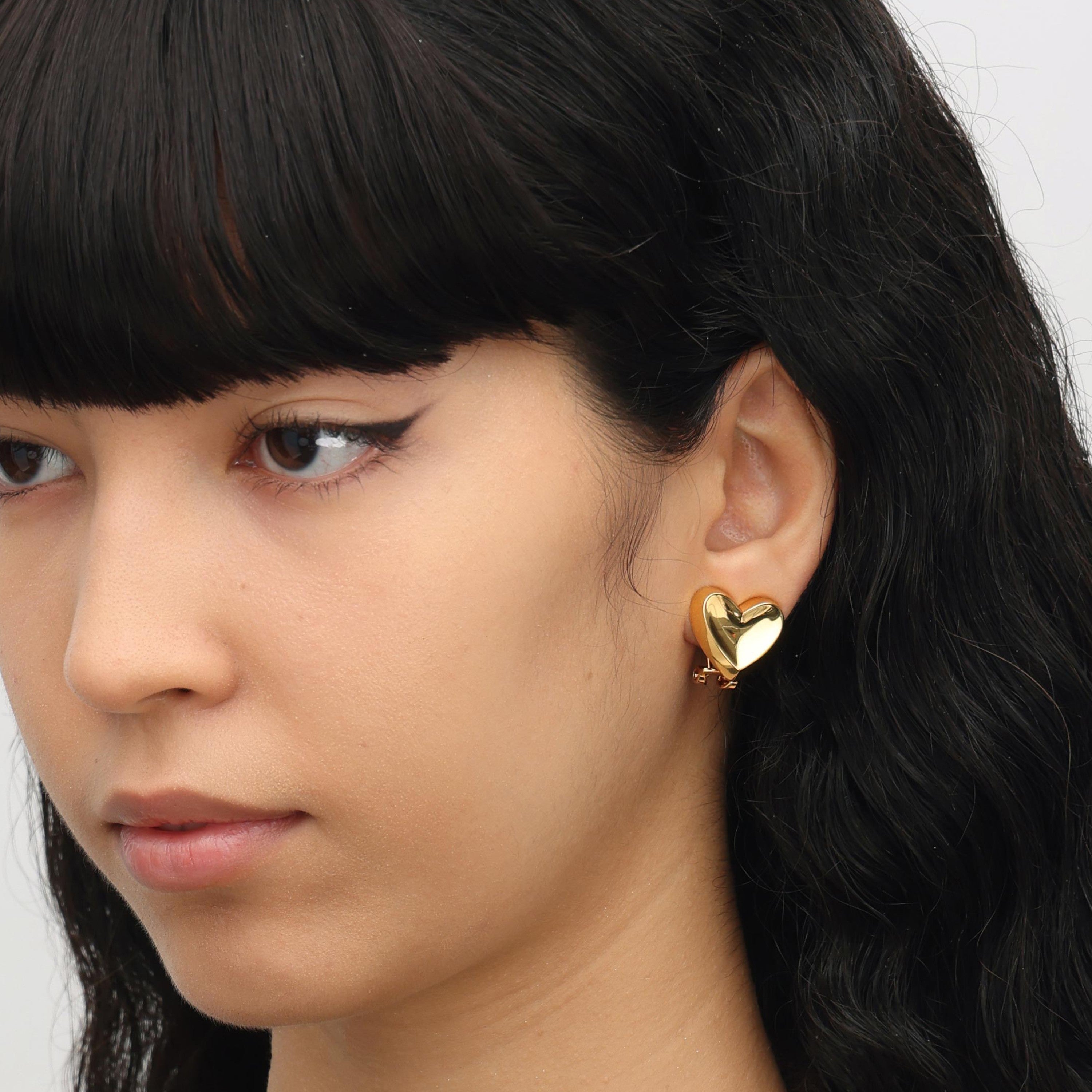 RSNY geometric love stud earrings - RSNY R2090B Copper Gold Plated/S925 Tremella Needle Weight: 8.2g Size: 20 * 3 * 18mm Love-type exquisite cut surface/exquisite detail processing/sterling silver high-quality ear acupuncture/mirror-grade Seiko polishing/lightweight brand craftsmanship