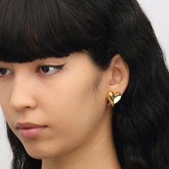 RSNY geometric love stud earrings - RSNY R2090B Copper Gold Plated/S925 Tremella Needle Weight: 8.2g Size: 20 * 3 * 18mm Love-type exquisite cut surface/exquisite detail processing/sterling silver high-quality ear acupuncture/mirror-grade Seiko polishing/lightweight brand craftsmanship