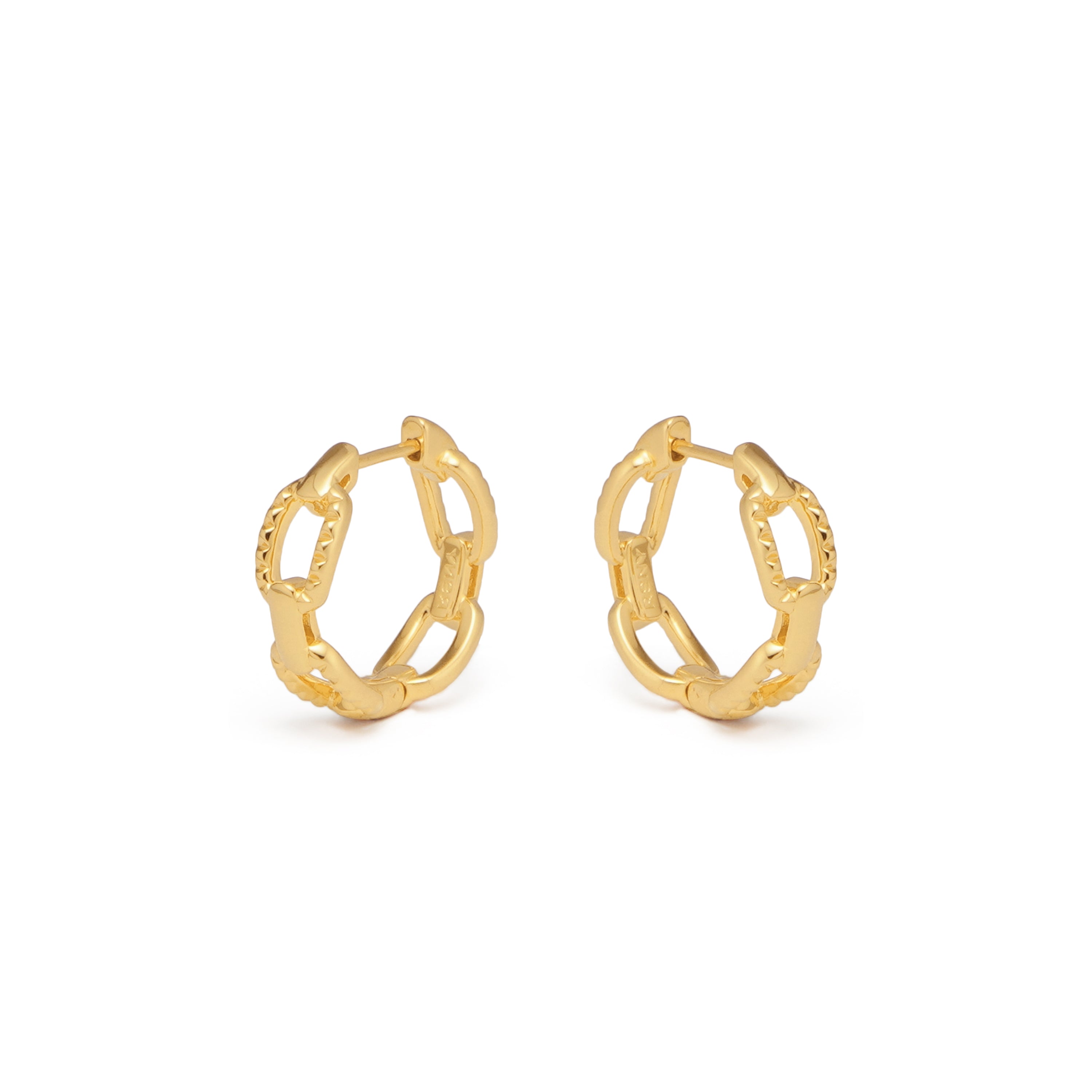 RSNY diamond pattern chain earrings - RSNY R2082B 铜镀金/银耳针 重量:4g 约19*6*19mm 钻石纹链条元素/轻量化镂空工艺/纯手工镶嵌技艺/镜面级精工抛光