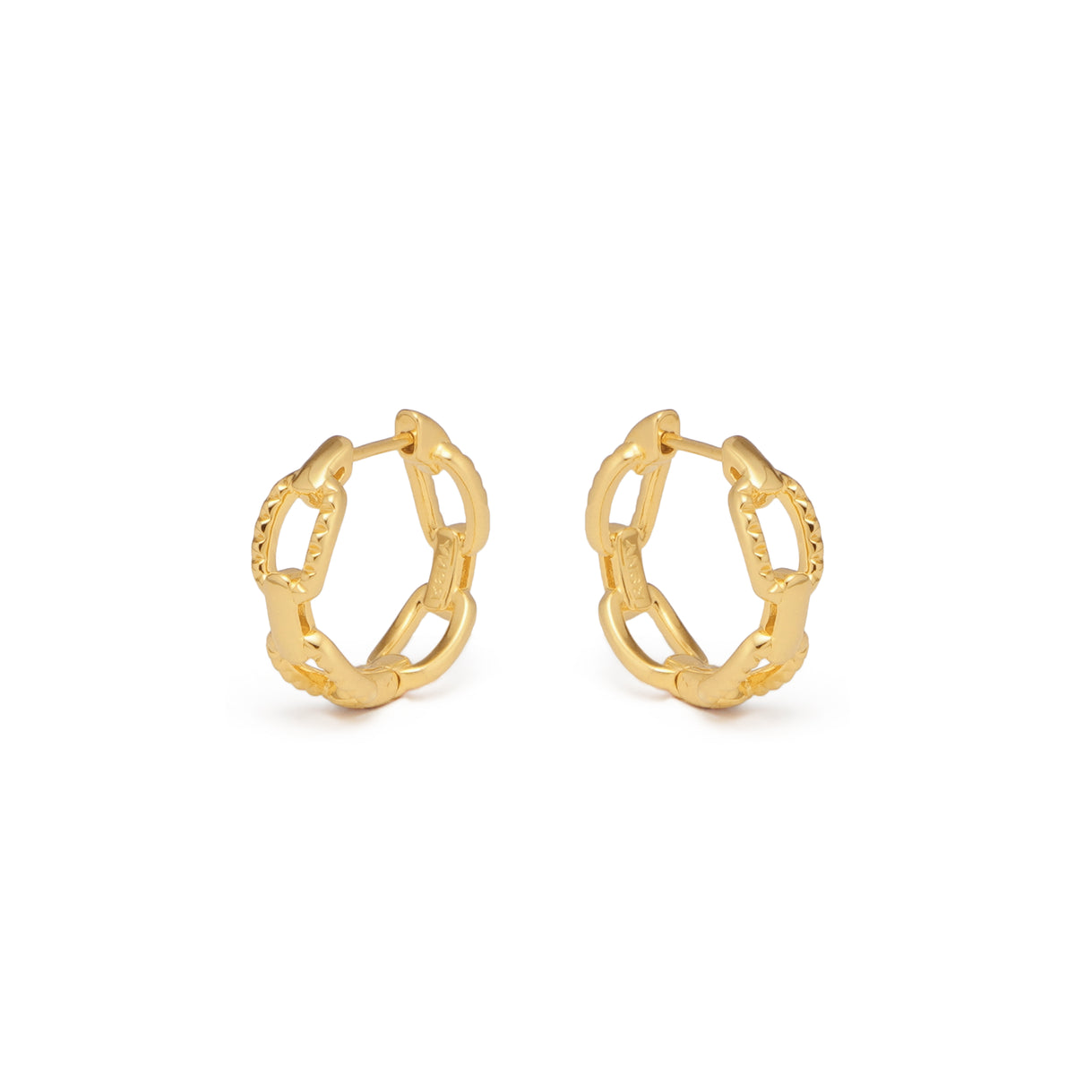 RSNY diamond pattern chain earrings - RSNY R2082B 铜镀金/银耳针 重量:4g 约19*6*19mm 钻石纹链条元素/轻量化镂空工艺/纯手工镶嵌技艺/镜面级精工抛光