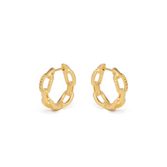 RSNY diamond pattern chain earrings - RSNY R2082B 铜镀金/银耳针 重量:4g 约19*6*19mm 钻石纹链条元素/轻量化镂空工艺/纯手工镶嵌技艺/镜面级精工抛光