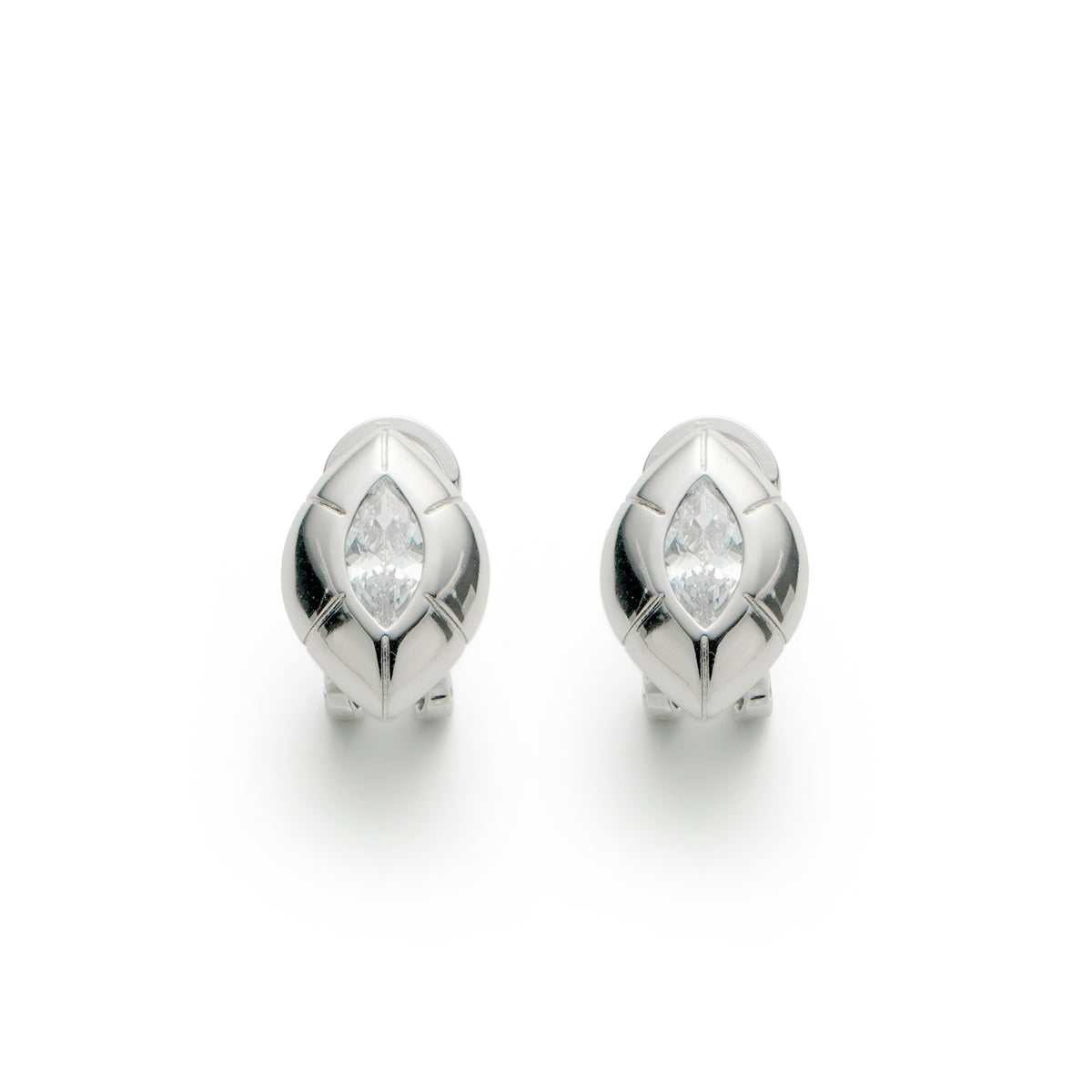 RSNY Eye of Rome stud earrings - RSNY R2166A 铜镀铑/银耳针 约20*13*6mm 立体感几何设计/镜面级精工抛光/精选优质仿钻石/纯银高品质耳针