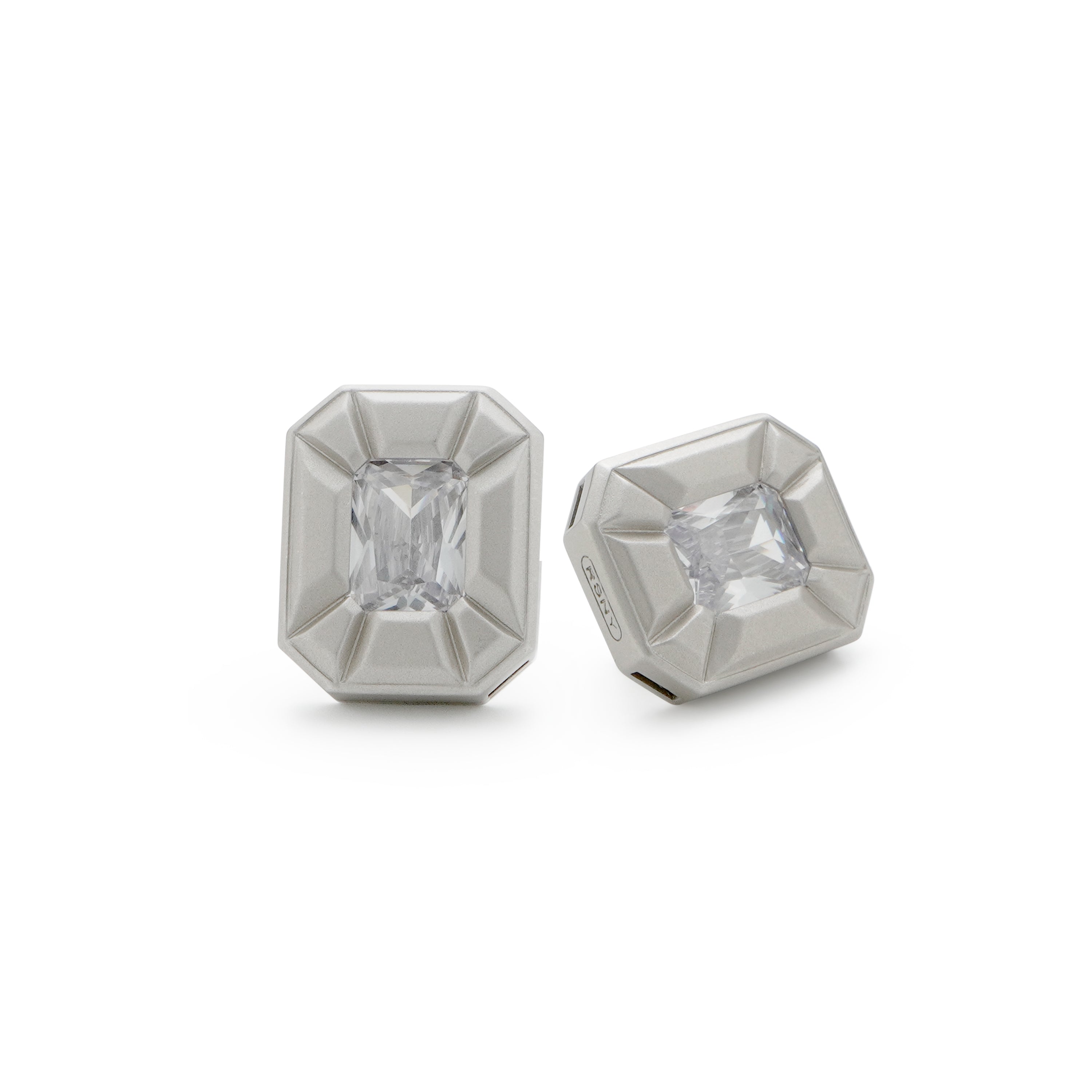 RSNY Redeen styling earrings - RSNY R2007 copper rhodium-plated/Tremella needles, about 25 * 38 * 7mm diamond-shaped design elements/geometric section shape/mirror-grade Seiko polishing/sterling silver high-quality ear needles