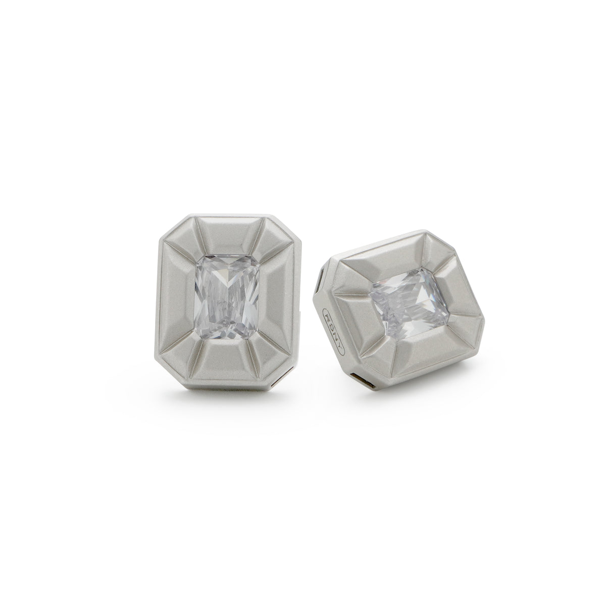 RSNY Redeen styling earrings - RSNY R2007 copper rhodium-plated/Tremella needles, about 25 * 38 * 7mm diamond-shaped design elements/geometric section shape/mirror-grade Seiko polishing/sterling silver high-quality ear needles