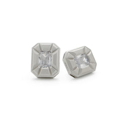 RSNY Redeen styling earrings - RSNY R2007 copper rhodium-plated/Tremella needles, about 25 * 38 * 7mm diamond-shaped design elements/geometric section shape/mirror-grade Seiko polishing/sterling silver high-quality ear needles
