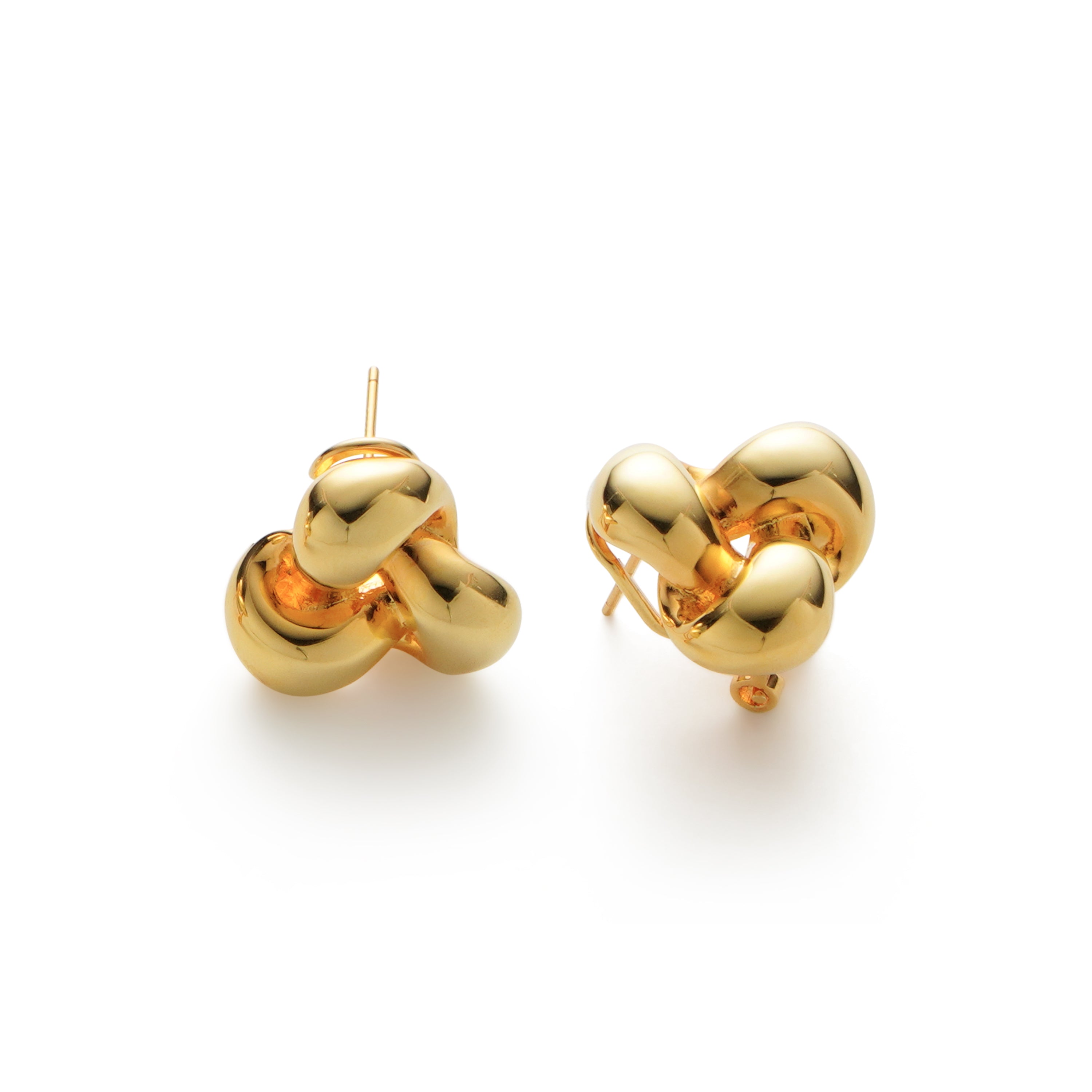 RSNY Geometric Stud Earrings - RSNY R2128B 铜镀金/银耳针 约20*19*8mm 几何缠绕感元素/交错环几何造型/轻量化品牌工艺/高韧性弹簧耳扣