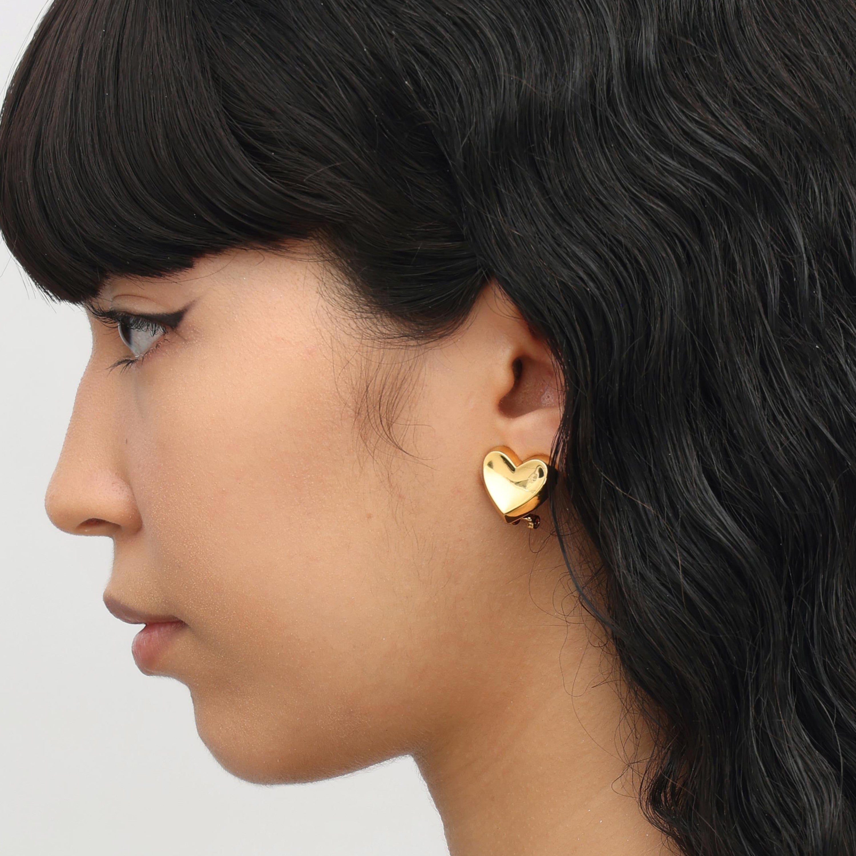 RSNY geometric love stud earrings - RSNY R2090B Copper Gold Plated/S925 Tremella Needle Weight: 8.2g Size: 20 * 3 * 18mm Love-type exquisite cut surface/exquisite detail processing/sterling silver high-quality ear acupuncture/mirror-grade Seiko polishing/lightweight brand craftsmanship
