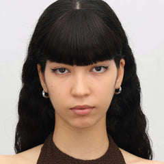 RSNY diamond pattern earrings - RSNY R2107A 铜镀铑/银耳针 约3*17*18mm 几何感切面造型/镜面级精工抛光/四分之三圈耳环/纯银高品质耳针
