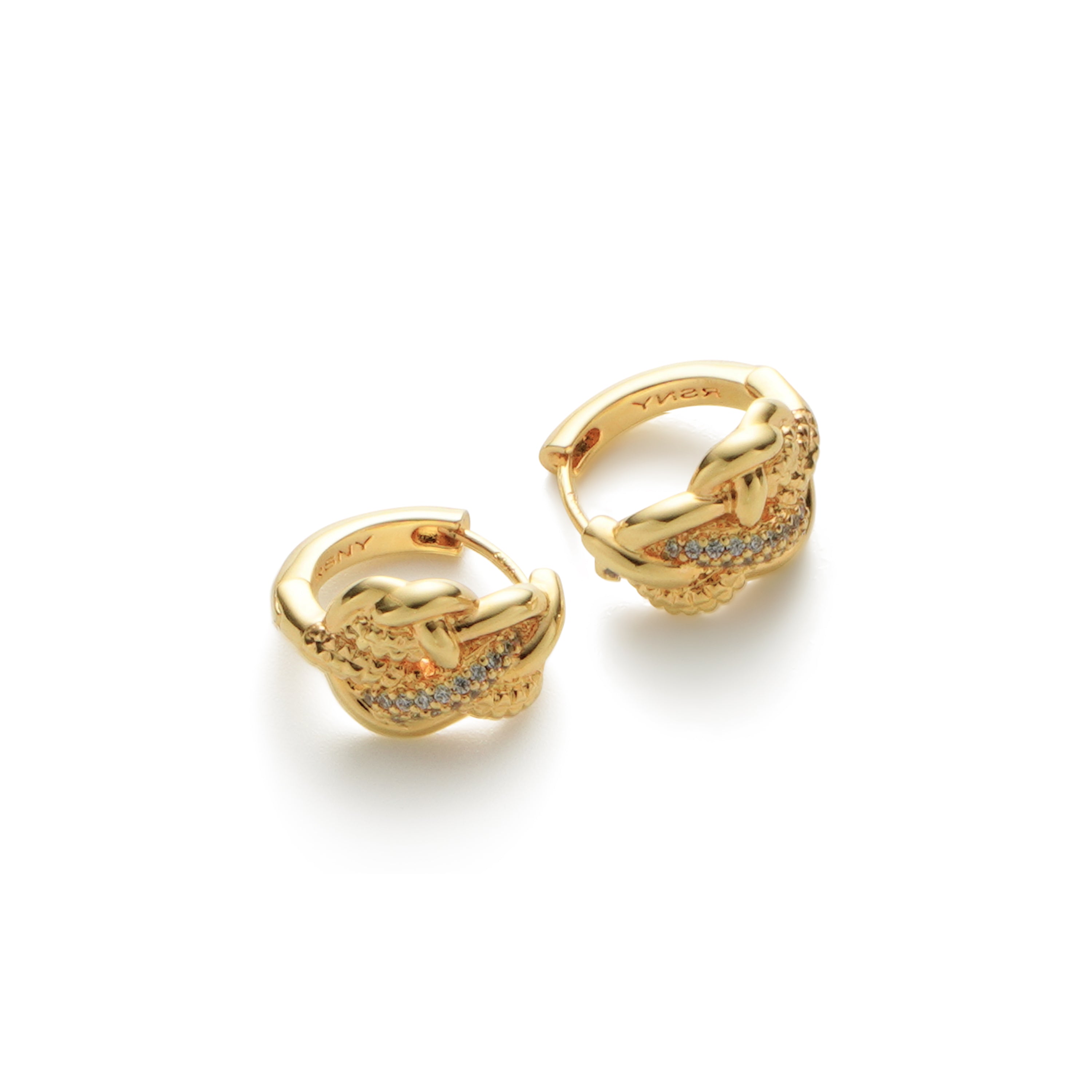 RSNY line shape earrings - RSNY R2108B 铜镀金/银耳针 约10*15*16mm 几何缠绕感元素/纯手工镶嵌技艺/马蹄环几何造型/纯银高品质耳针