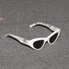 RSNY Dazzling SOFT Cat Eye Sunglasses - RSNY ·MJ0011C · Plate/nylon lenses · Frame width 145.7mm/temple length 145mm · Lens width 50mm/height 36.5mm · Unisex triangular cat glasses frame design/0 touch metal logo/widened temple is more comfortable to wear/milky white frame and gray texture temple mix and match color matching