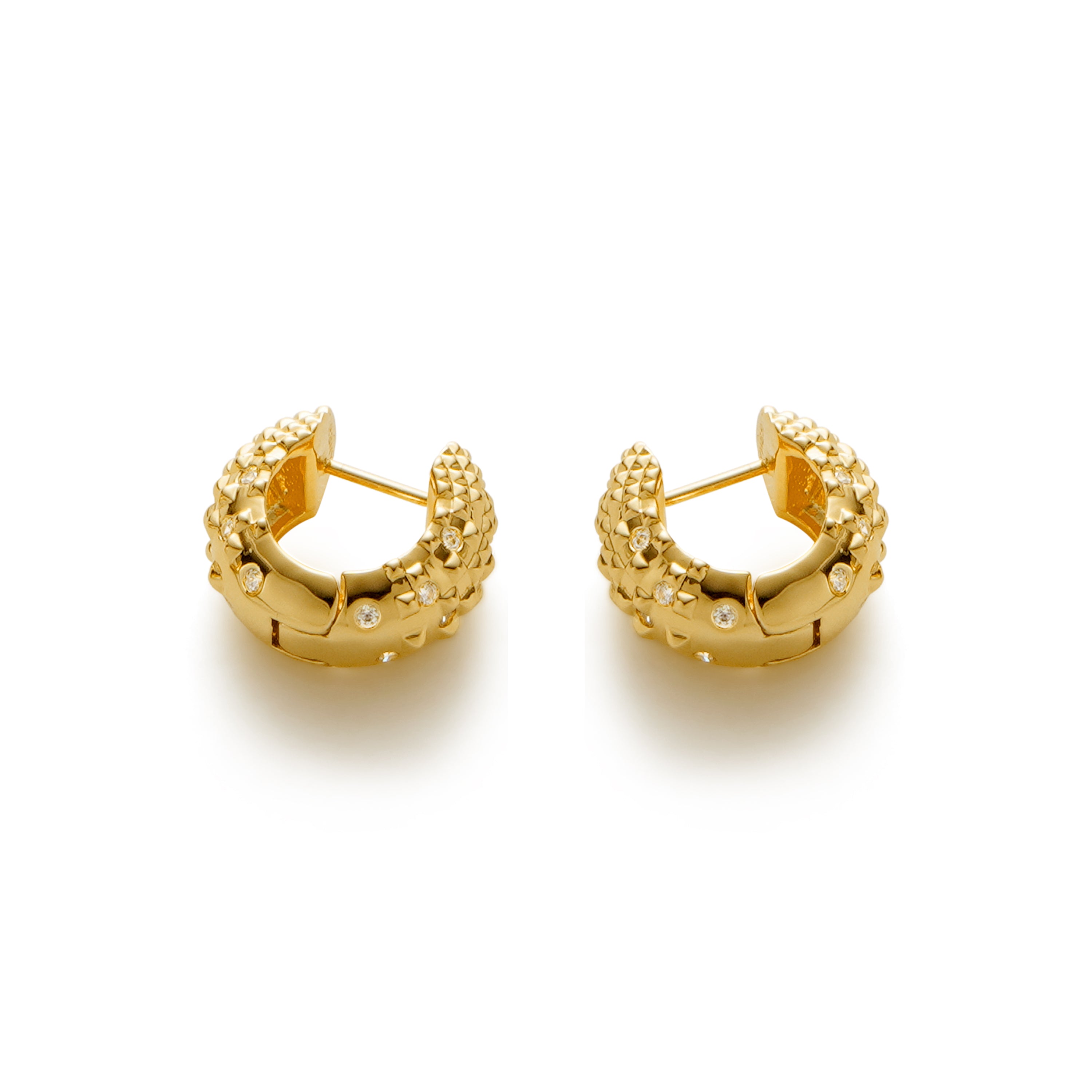 RSNY Diamond Textured Earrings - RSNY R2140B 铜镀金/银耳针 约8*16*17mm 钻石纹设计元素/时尚感几何造型/镜面级精工抛光/纯银高品质耳针