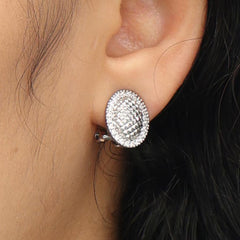 RSNY Diamond Egg Earrings - RSNY R2042A Copper Rhodium Plated/S925 Tremella Needle/Cubic Zirconia Weight: 5.4g Size: 15 * 13 * 5mm Diamond pattern design elements/sterling silver high-quality ear needles/pure manual inlay skills/mirror-level precision polishing/lightweight brand craftsmanship