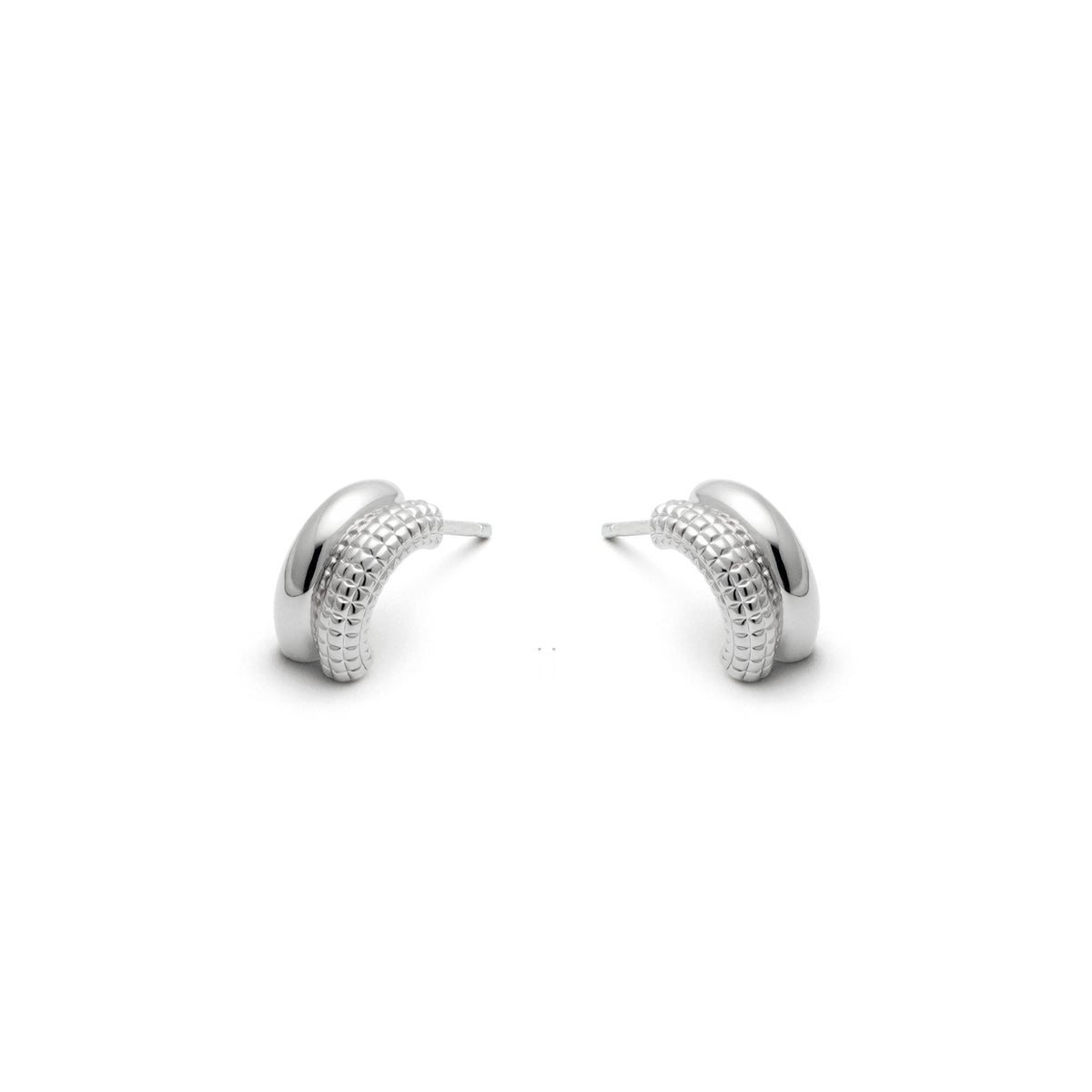 RSNY simple line earrings - RSNY R2052A Copper Rhodium Plated/S925 Tremella Needle/Brand Ear Plug Weight: 3.4g Size: 12 * 7 * 6mm Diamond pattern design elements/half-section geometric modeling/sterling silver high-quality ear needles/mirror-grade precision polishing/lightweight brand craftsmanship