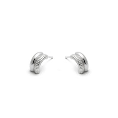 RSNY simple line earrings - RSNY R2052A Copper Rhodium Plated/S925 Tremella Needle/Brand Ear Plug Weight: 3.4g Size: 12 * 7 * 6mm Diamond pattern design elements/half-section geometric modeling/sterling silver high-quality ear needles/mirror-grade precision polishing/lightweight brand craftsmanship