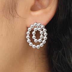 RSNY round ring smart stud earrings - RSNY R2120A Copper Rhodium Plated/Tremella Needle Size: 21 * 25 * 2mm three-dimensional geometric design/mirror-grade Seiko polishing/pure manual carving process/sterling silver high-quality ear needles