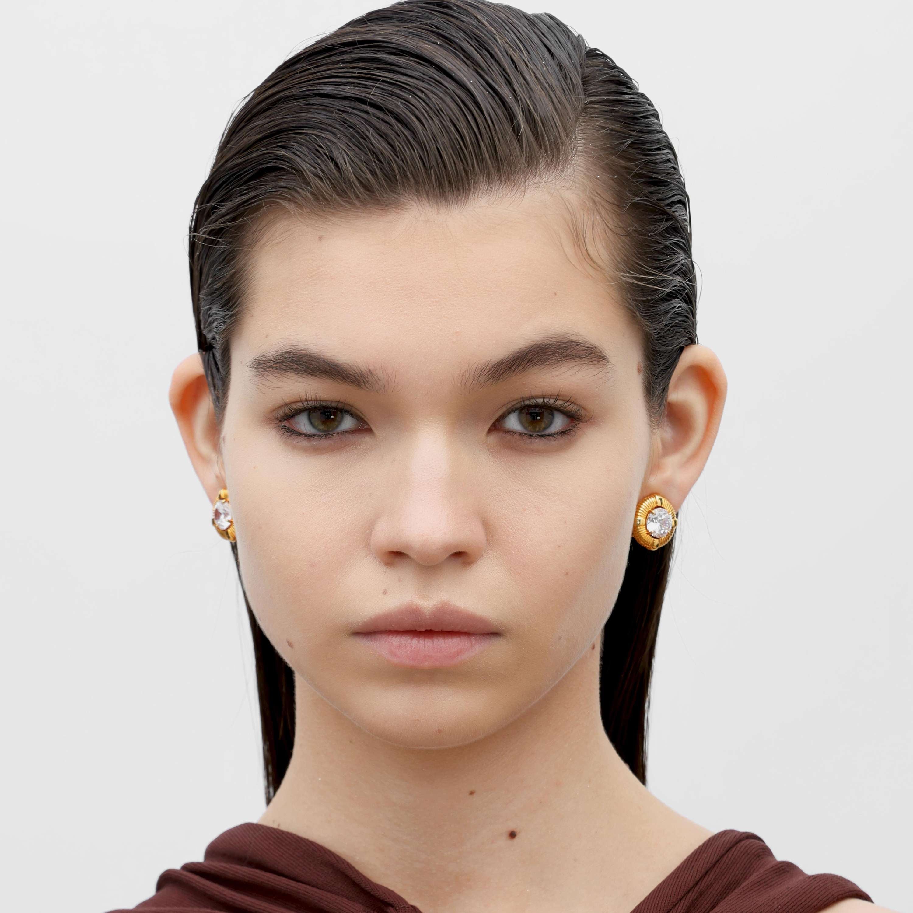 RSNY Roman Styling Earrings - RSNY R2118B 铜镀金/银耳针 约18*18*7mm 时尚绕圈纹设计/时尚感几何造型/精选优质仿钻石/高韧性弹簧耳扣