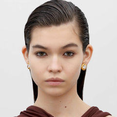 RSNY Roman Styling Earrings - RSNY R2118B 铜镀金/银耳针 约18*18*7mm 时尚绕圈纹设计/时尚感几何造型/精选优质仿钻石/高韧性弹簧耳扣