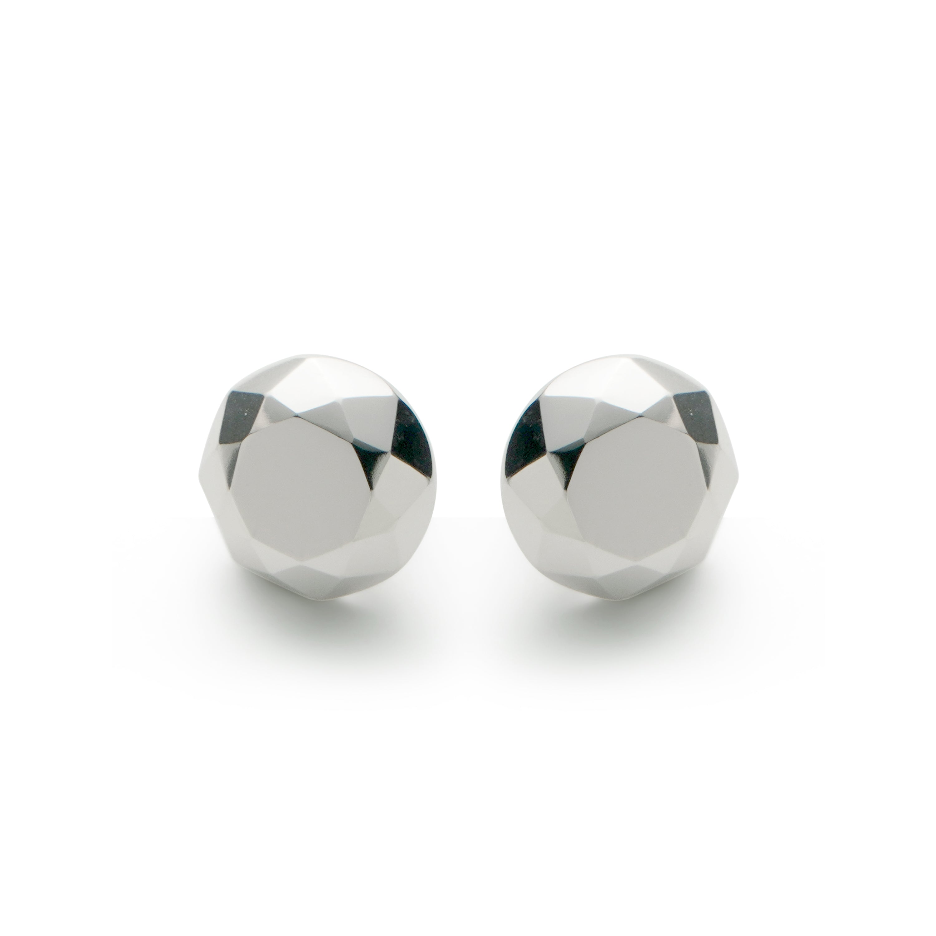 RSNY round diamond cut stud earrings - RSNY R2168A 铜镀铑/银耳针 约20*20*7mm 钻石型设计元素/几何感切面造型/镜面级精工抛光/纯银高品质耳针