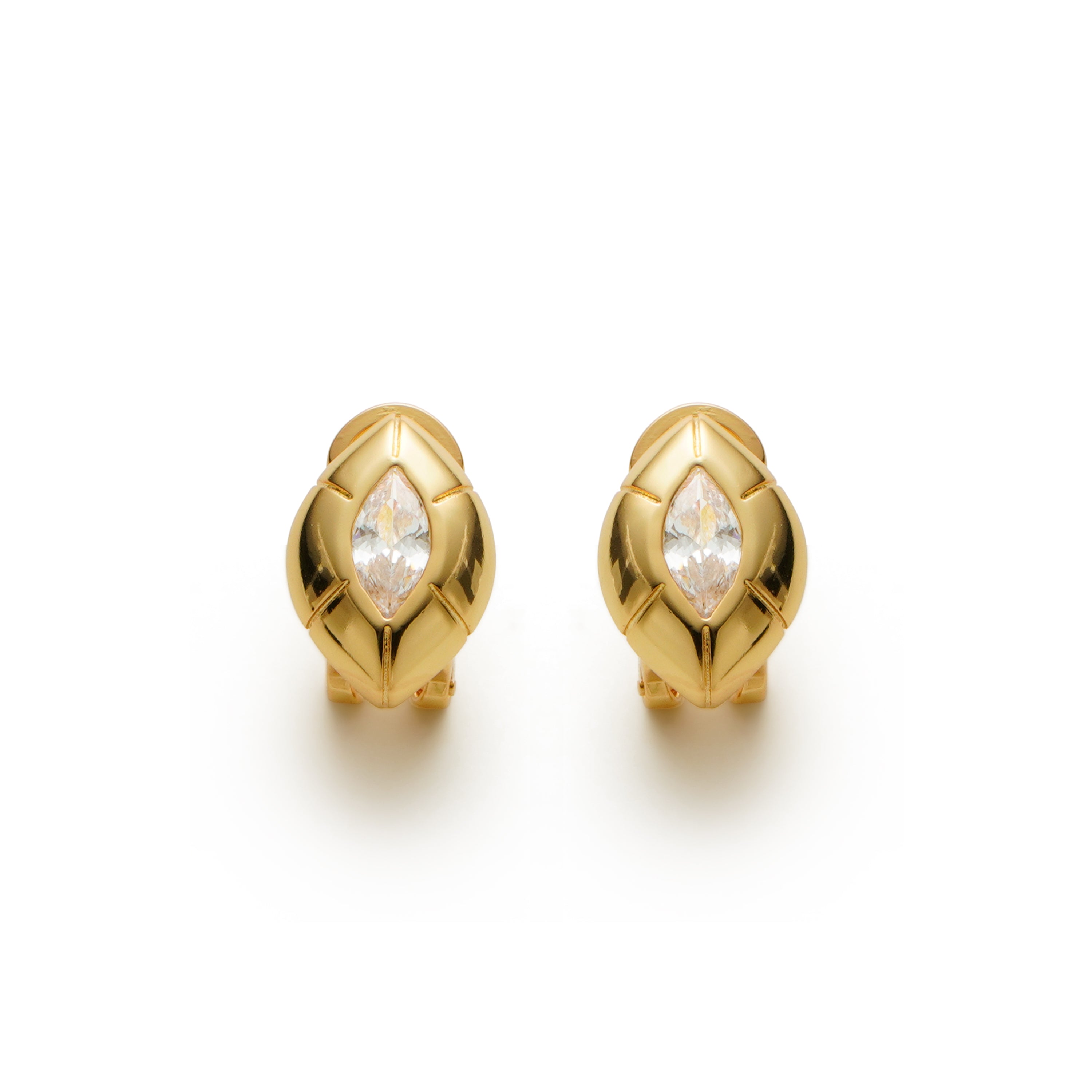 RSNY Eye of Rome stud earrings - RSNY R2166B 铜镀金/银耳针 约20*13*6mm 立体感几何设计/镜面级精工抛光/精选优质仿钻石/纯银高品质耳针