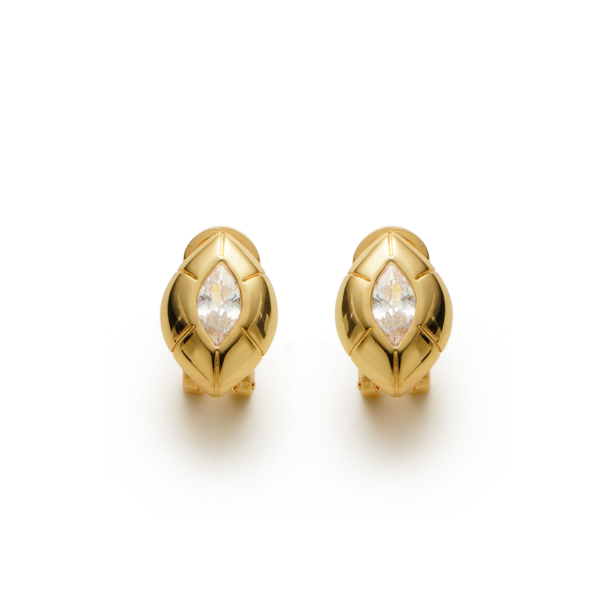 RSNY Eye of Rome stud earrings - RSNY R2166B 铜镀金/银耳针 约20*13*6mm 立体感几何设计/镜面级精工抛光/精选优质仿钻石/纯银高品质耳针