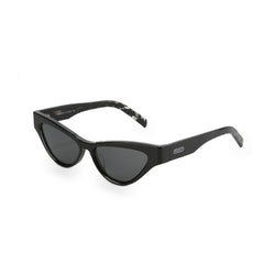 RSNY Dazzling SHARP Cat eye sunglasses - RSNY ·MJ0016A · Plate/nylon lenses · Frame width 145.3mm/temple length 145mm · Lens width 53mm/height 32.8mm · Unisex shining triangular cat eye design/0 touch metal logo/black frame and black and white petal texture color scheme