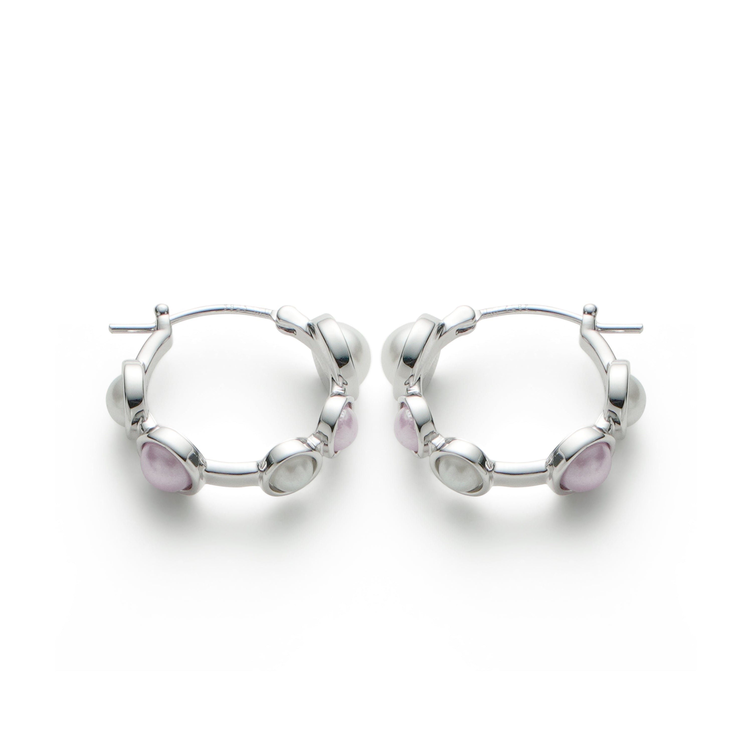 RSNY irregular pearl earrings - RSNY R2169A 铜镀铑/银耳针 约22*22*7mm 圆环型设计元素/时尚感几何造型/优选精品级贝珠/精致感细节处理