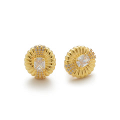 RSNY Roman Styling Earrings - RSNY R2121B 铜镀金/银耳针 约17*20*7mm 时尚绕圈纹设计/时尚感几何造型/精选优质仿钻石/高韧性弹簧耳扣
