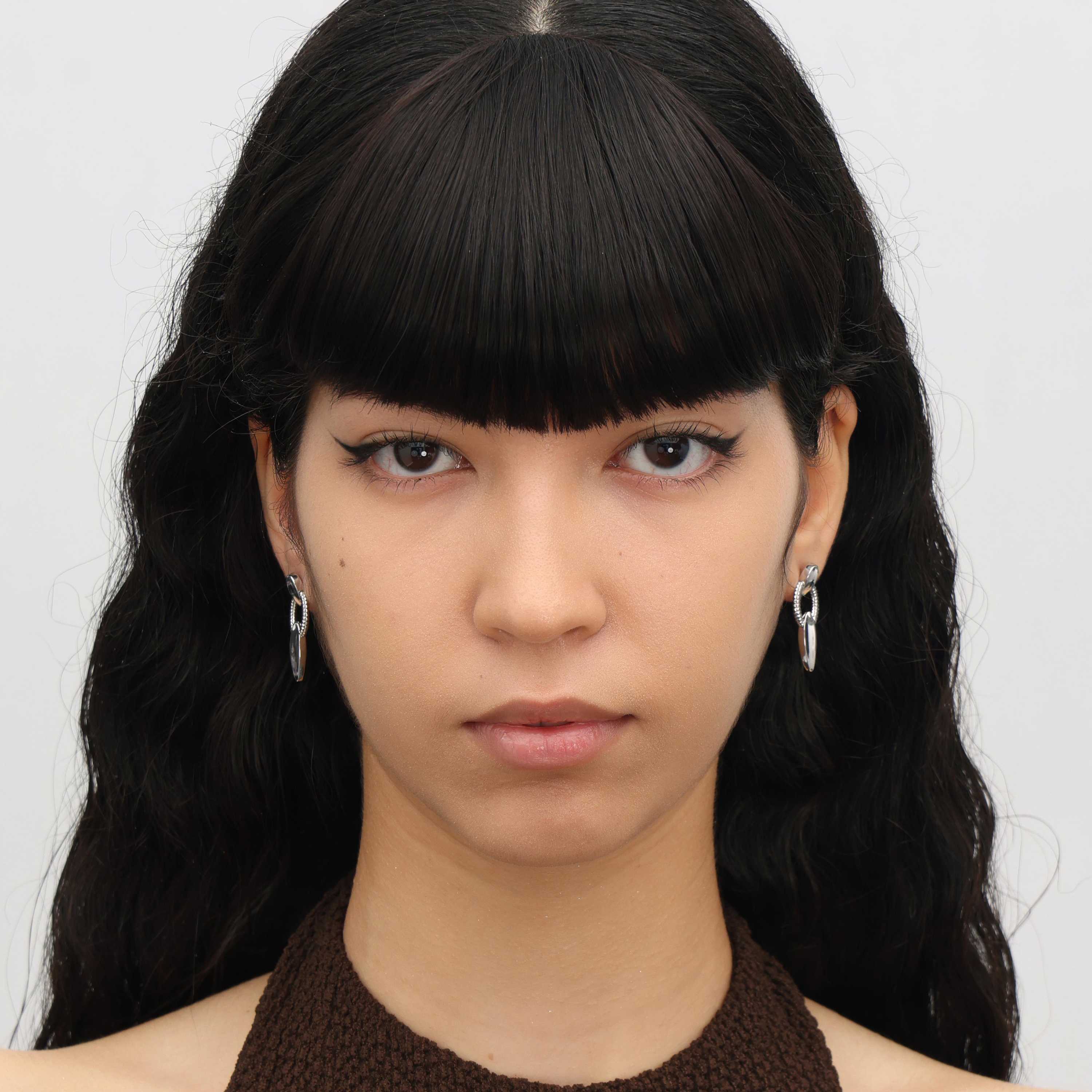 RSNY Roman Styling Earrings - RSNY R2129A 铜镀铑/银耳针 约15*29*5mm 立体感几何设计/纯手工精雕工艺/镜面级精工抛光/纯银高品质耳针