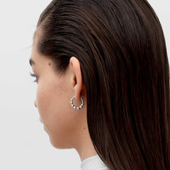 RSNY Roman style earrings - RSNY R2133A 铜镀铑/银耳针 约5*22*20mm 时尚绕圈纹设计/通勤款几何造型/纯手工精雕工艺/纯银高品质耳针