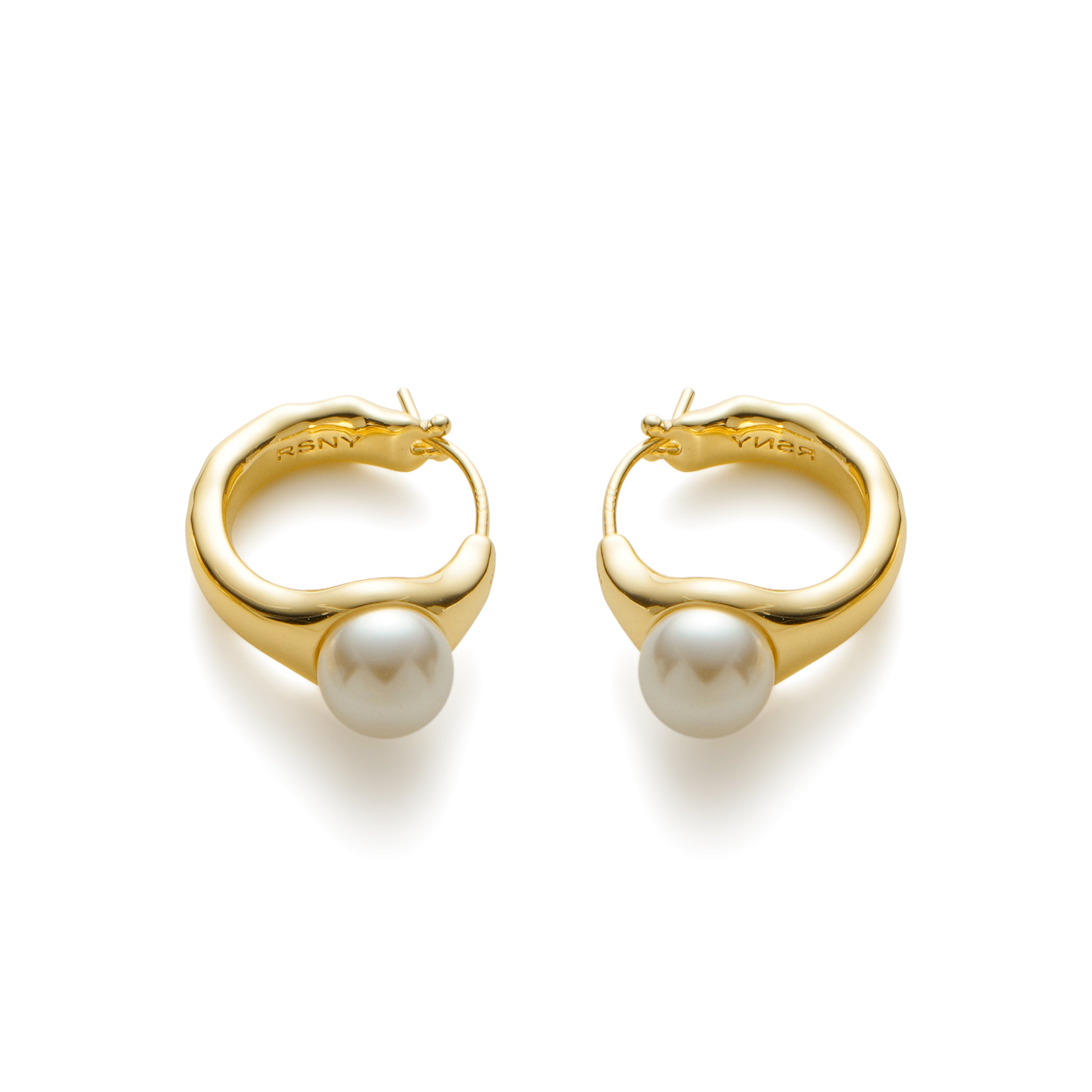 RSNY irregular pearl earrings - RSNY R2150B 铜镀金/银耳针 约9*18*25mm 不规则设计元素/时尚感几何造型/优选精品级贝珠/精致感细节处理