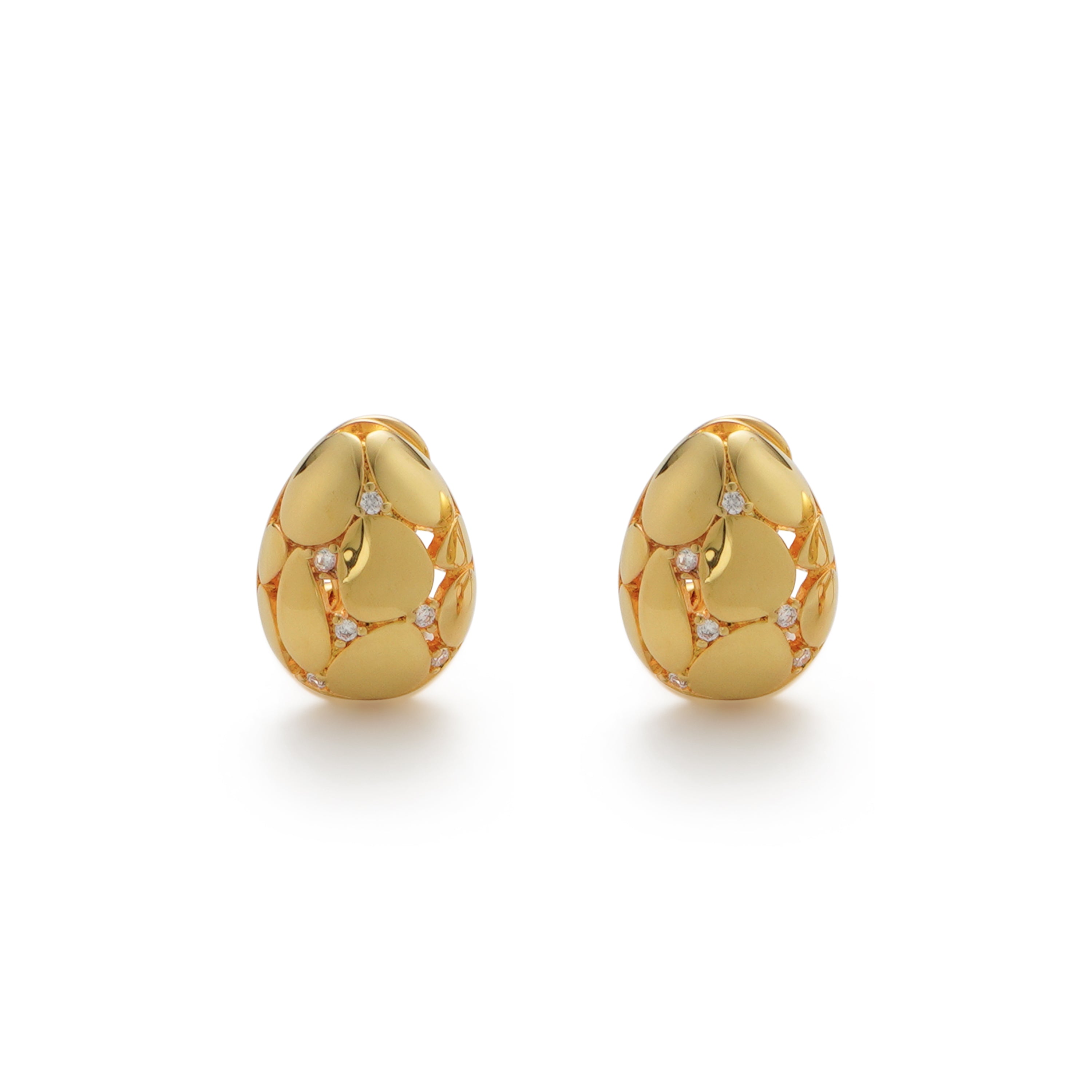 RSNY Diamond Stud Earrings - RSNY R2127B 铜镀金/银耳针 约14*19*7mm 钻石型设计元素/通勤款几何造型/精致感细节处理/纯手工镶嵌技艺