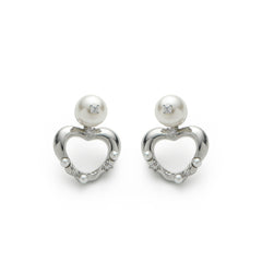 RSNY heart stud earrings - RSNY F1046A 铜镀铑/银耳针/白色贝珠 约21*29*13mm 爱心型设计元素/通勤款几何造型/纯银高品质耳针/优选精品级贝珠