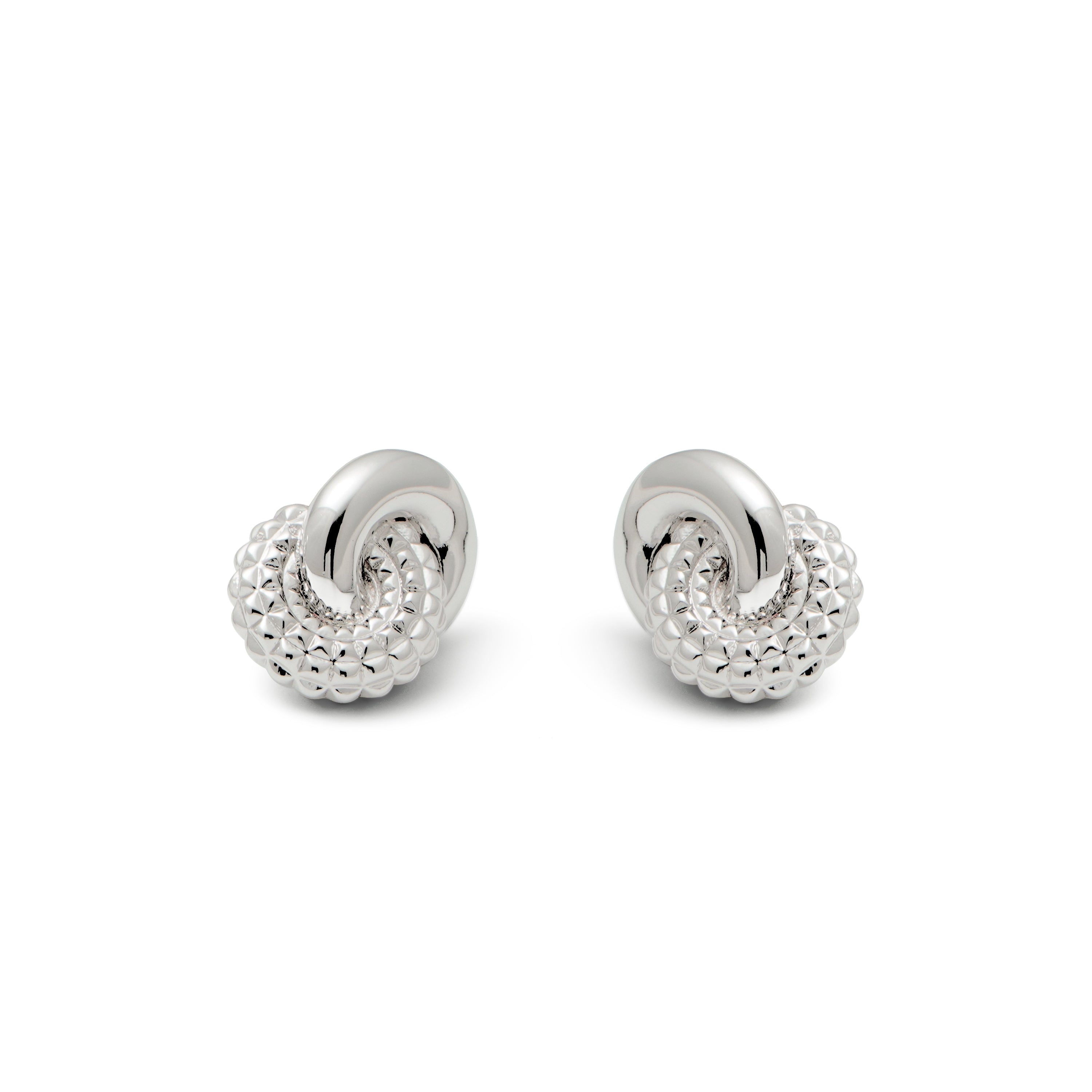 RSNY diamond pattern chain stud earring chain - RSNY R2026A Copper Rhodium Plated/S925 Tremella Needle/Brand Ear Plug Weight: 9.4g undefined Diamond pattern design elements/staggered ring geometry/sterling silver high-quality ear needles/mirror-grade precision polishing/lightweight brand craftsmanship