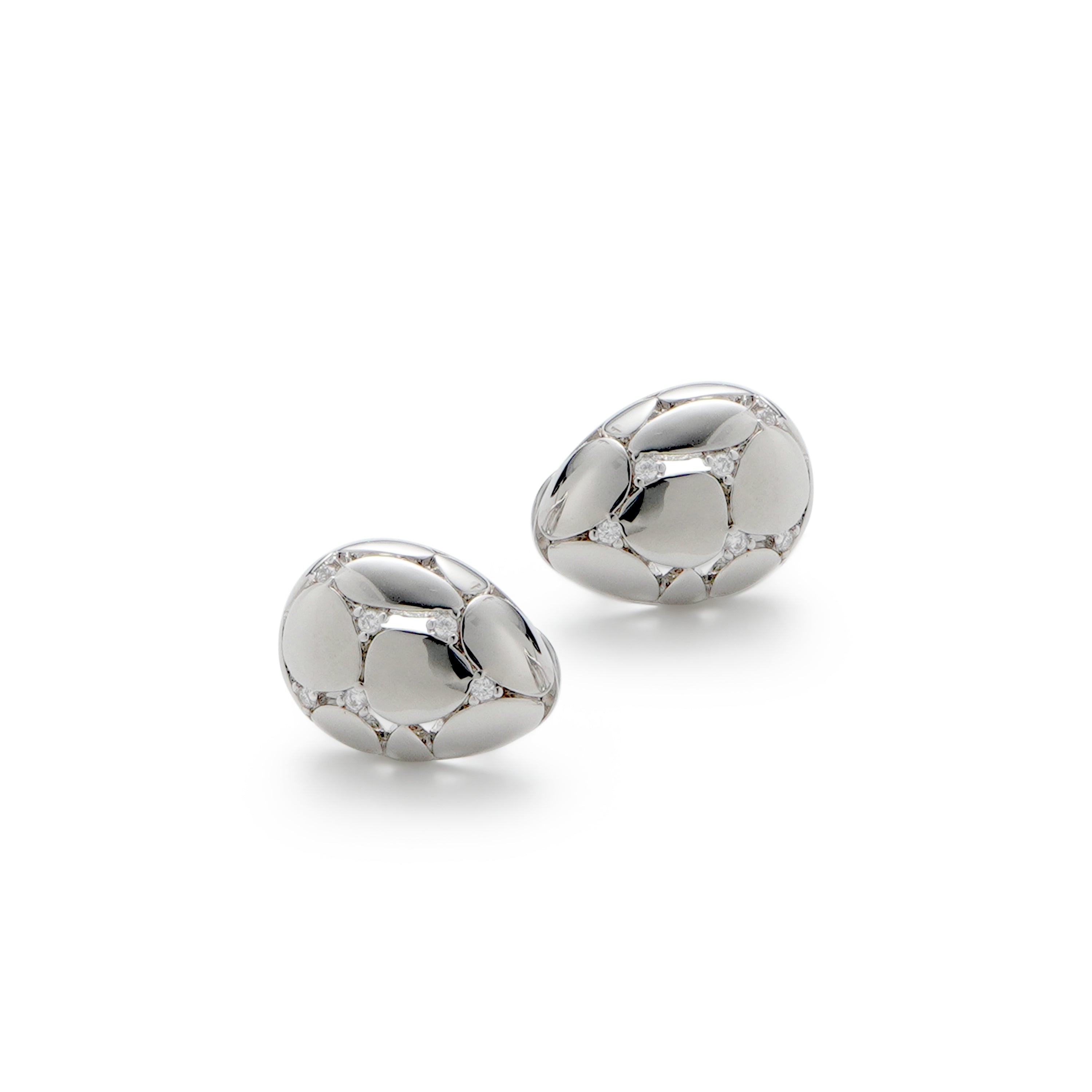 RSNY Diamond Stud Earrings - RSNY R2127A 铜镀铑/银耳针 约14*19*7mm 钻石型设计元素/通勤款几何造型/精致感细节处理/纯手工镶嵌技艺