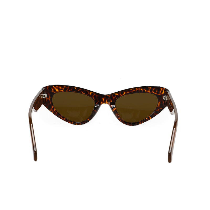 RSNY Dazzling SOFT Cat Eye Sunglasses - RSNY ·MJ0011B · Plate/nylon lenses · Frame width 145.7mm/temple length 145mm · Lens width 50mm/height 36.5mm · Unisex triangular cat glasses frame design/0 touch metal logo/widened temple is more comfortable to wear/tortoiseshell color frame and brown temple mix and match color matching