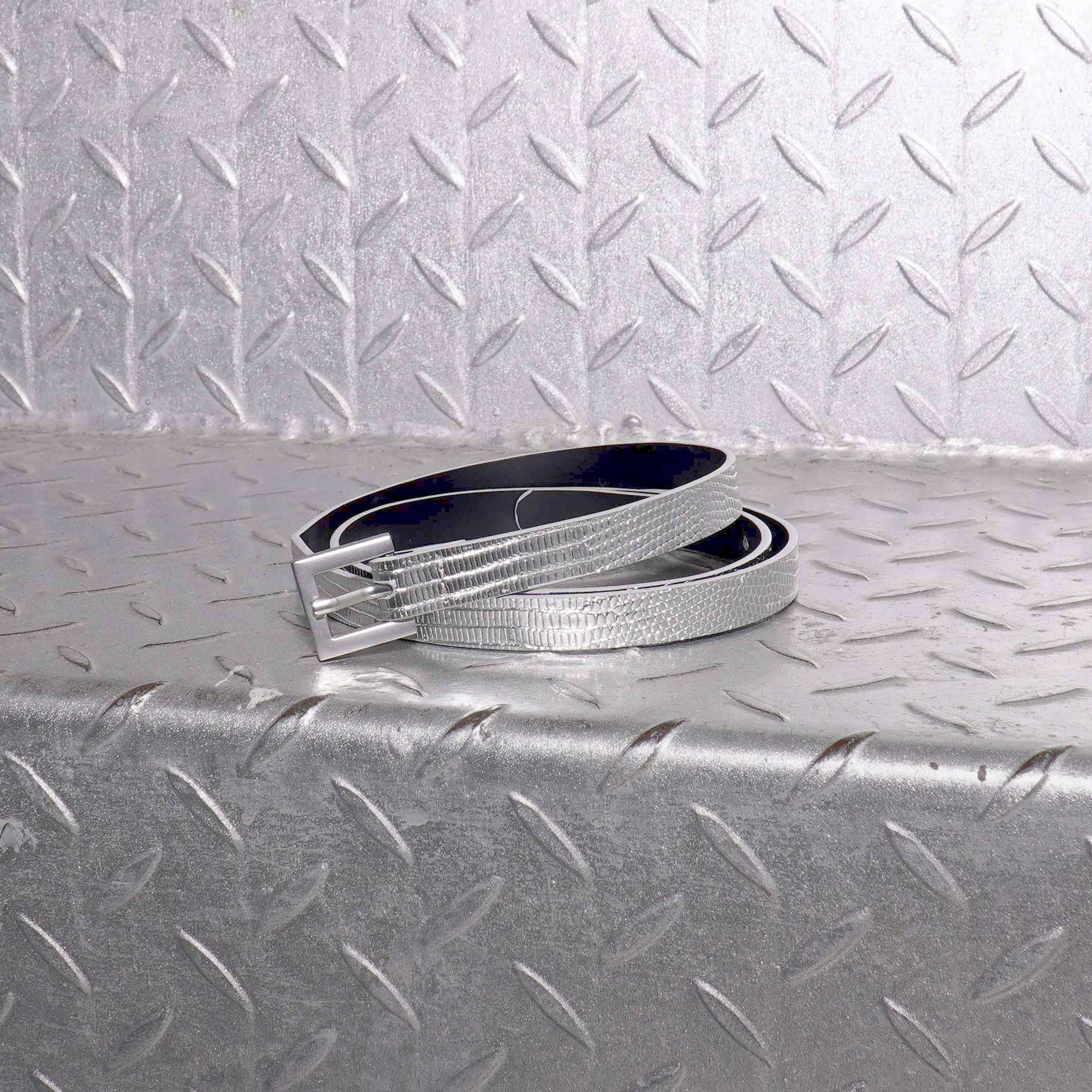 RSNY Urban Flex Fashion Belt - RSNY ·RSNY ·PD0302 · Silver lizard pattern first layer cowhide/black cowhide/brand metal pin buckle · Length 95cm * Width 1.5cm · Wear size 69-93cm · Silver lizard pattern leather embossing process/double-layer leather material/extremely fine style for more clothing