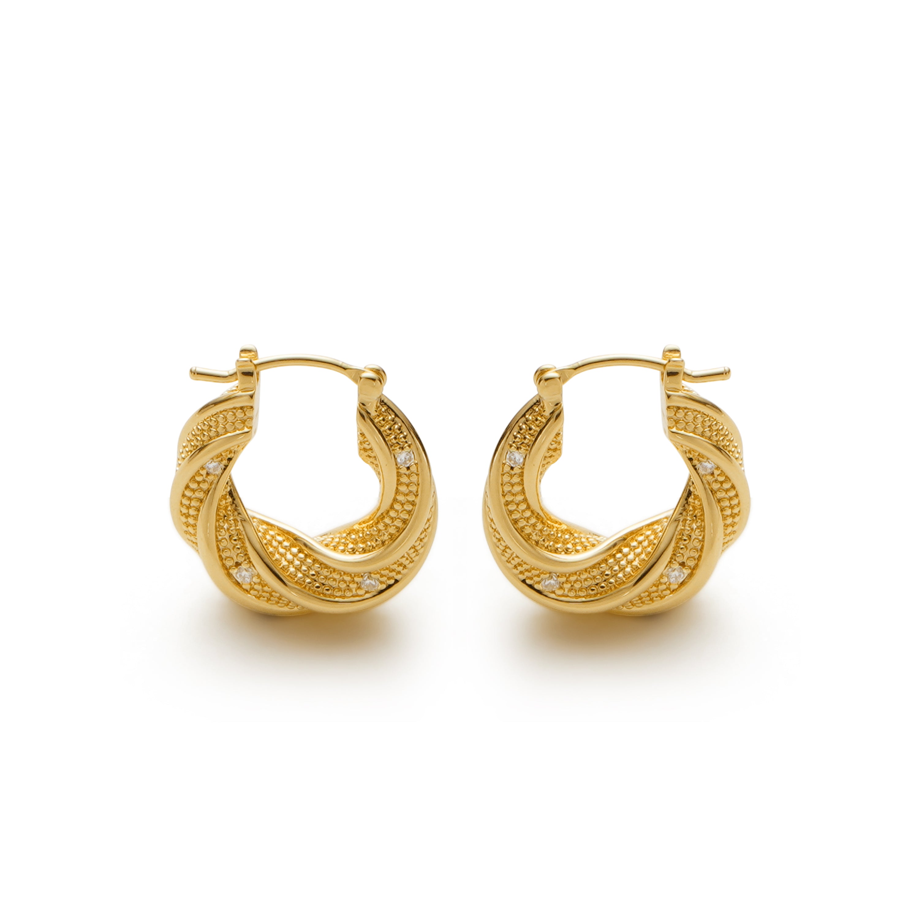 RSNY geometric abstract earrings - RSNY R2187B 铜镀金/银耳针 约20*20*8mm 几何缠绕感元素/交错环几何造型/纯手工精雕工艺/微厚重精巧质感