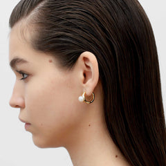 RSNY irregular pearl earrings - RSNY R2150B 铜镀金/银耳针 约9*18*25mm 不规则设计元素/时尚感几何造型/优选精品级贝珠/精致感细节处理