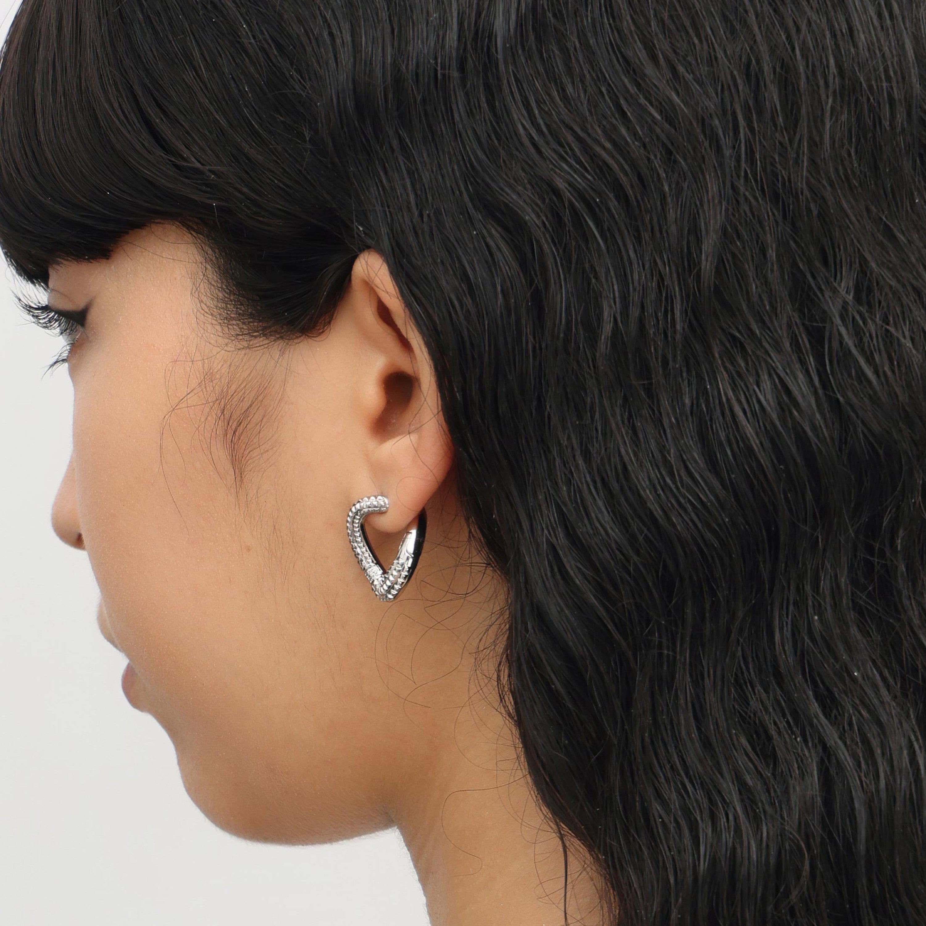 RSNY diamond pattern chain earrings - RSNY R2083A Copper Rhodium Plated/Tremella Needle Size: 18 * 24 * 14mm Diamond pattern design elements/geometric section shape/sterling silver high-quality ear needles/exquisite opening and closing design