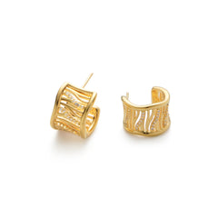 RSNY simple line earrings - RSNY R2124B 铜镀金/银耳针 约12*16*16mm 几何缠绕感元素/通勤款几何造型/镜面级精工抛光/轻量化品牌工艺