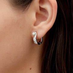 RSNY simple pearl earrings - RSNY R2110A 铜镀铑/银耳针 约5*18*20mm 通勤款几何造型/优选精品级贝珠/微厚重精巧质感/镜面级精工抛光