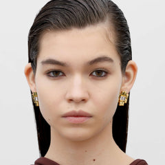 RSNY princess square splicing stud earrings - RSNY R2147B 铜镀金/银耳针 约25*21*3mm 钻石型设计元素/时尚感几何造型/镜面级精工抛光/纯银高品质耳针