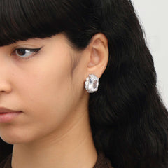 RSNY Princess Square Earrings - RSNY R2113A 铜镀铑/银耳针 约18*22*8mm 时尚感几何造型/精选优质仿钻石/轻量化品牌工艺/高韧性弹簧耳扣